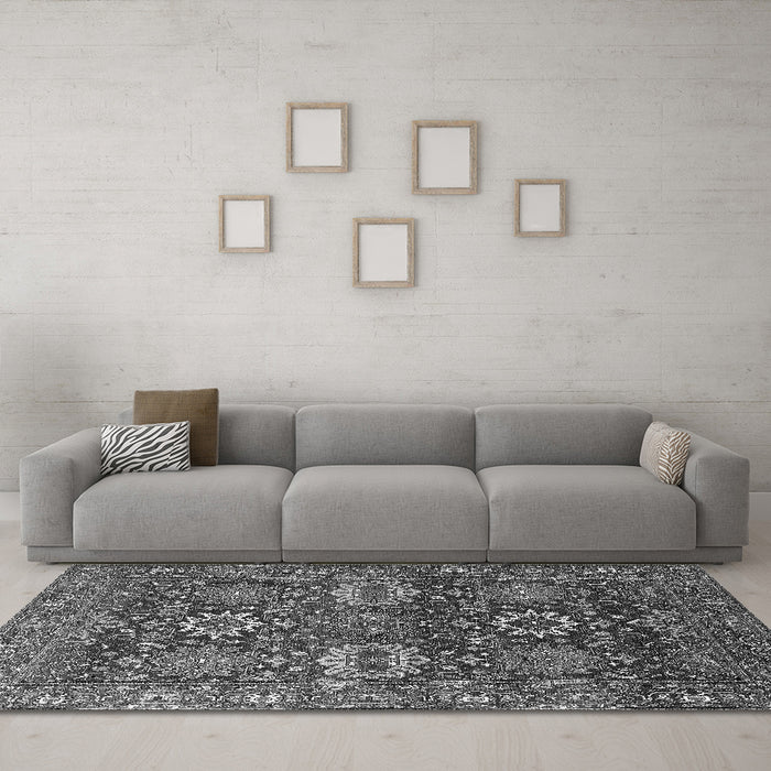 Machine Washable Oriental Gray Industrial Rug in a Living Room,, wshurb2322gry