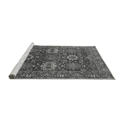 Sideview of Machine Washable Oriental Gray Industrial Rug, wshurb2322gry