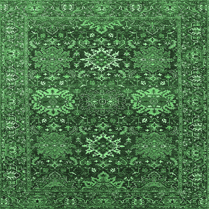 Square Oriental Emerald Green Industrial Rug, urb2322emgrn