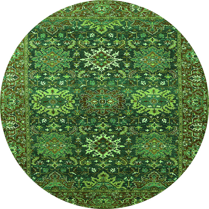 Round Oriental Green Industrial Rug, urb2322grn