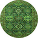 Round Oriental Green Industrial Rug, urb2322grn