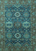 Machine Washable Oriental Turquoise Industrial Area Rugs, wshurb2322turq