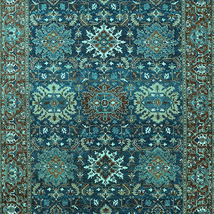 Machine Washable Oriental Turquoise Industrial Area Rugs, wshurb2322turq