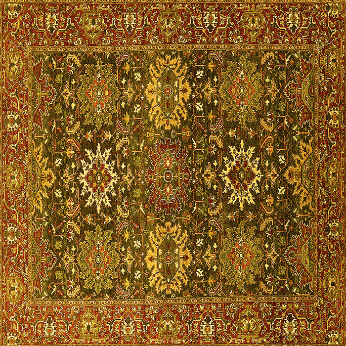 Square Machine Washable Oriental Yellow Industrial Rug, wshurb2322yw