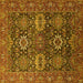 Square Machine Washable Oriental Yellow Industrial Rug, wshurb2322yw