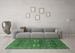 Machine Washable Oriental Emerald Green Industrial Area Rugs in a Living Room,, wshurb2322emgrn