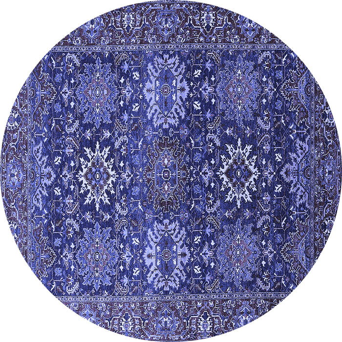 Round Oriental Blue Industrial Rug, urb2322blu