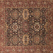 Square Machine Washable Oriental Brown Industrial Rug, wshurb2322brn