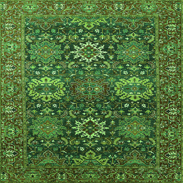 Square Machine Washable Oriental Green Industrial Area Rugs, wshurb2322grn