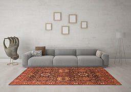 Machine Washable Oriental Orange Industrial Area Rugs in a Living Room, wshurb2322org