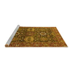 Sideview of Machine Washable Oriental Yellow Industrial Rug, wshurb2322yw