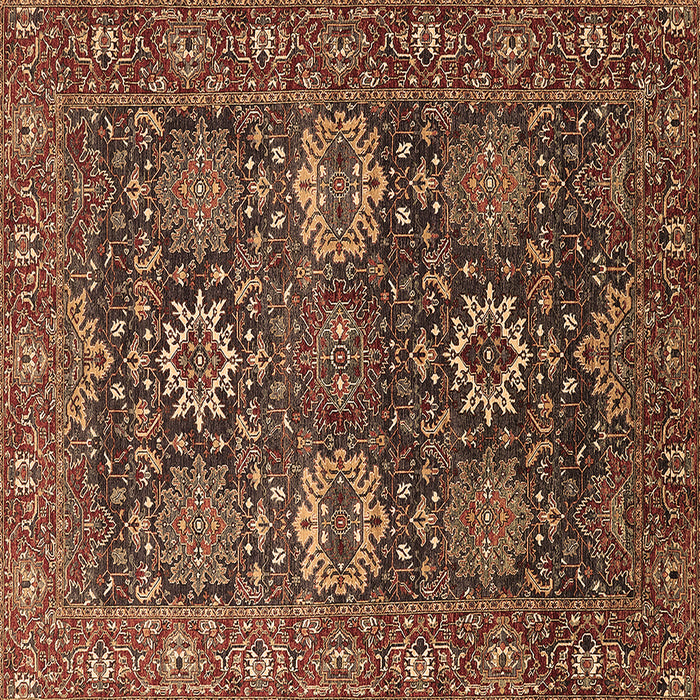 Square Oriental Brown Industrial Rug, urb2322brn