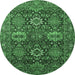 Round Oriental Emerald Green Industrial Rug, urb2322emgrn