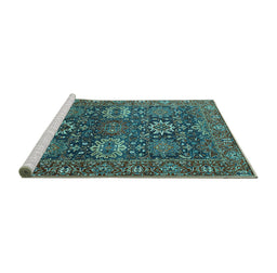 Sideview of Machine Washable Oriental Turquoise Industrial Area Rugs, wshurb2322turq