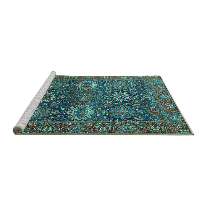 Sideview of Machine Washable Oriental Turquoise Industrial Area Rugs, wshurb2322turq