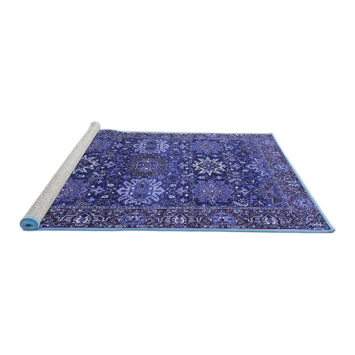 Sideview of Machine Washable Oriental Blue Industrial Rug, wshurb2322blu