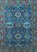 Machine Washable Oriental Light Blue Industrial Rug, wshurb2322lblu