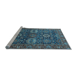 Sideview of Machine Washable Oriental Light Blue Industrial Rug, wshurb2322lblu