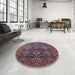Round Machine Washable Industrial Modern Rosy Pink Rug in a Office, wshurb2322