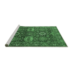 Sideview of Machine Washable Oriental Emerald Green Industrial Area Rugs, wshurb2322emgrn