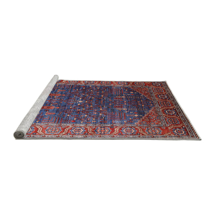 Sideview of Machine Washable Industrial Modern Carbon Red Rug, wshurb2323