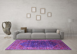Machine Washable Oriental Purple Industrial Area Rugs in a Living Room, wshurb2323pur