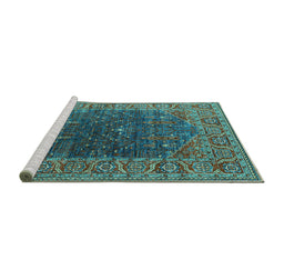 Sideview of Machine Washable Oriental Turquoise Industrial Area Rugs, wshurb2323turq