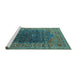 Sideview of Machine Washable Oriental Turquoise Industrial Area Rugs, wshurb2323turq