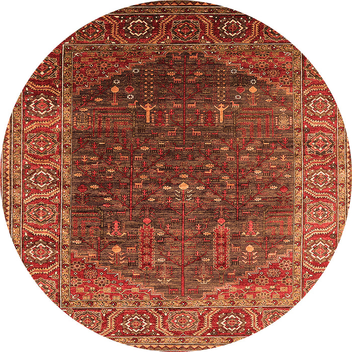 Round Oriental Orange Industrial Rug, urb2323org