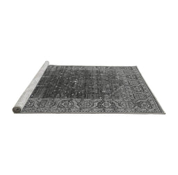 Sideview of Machine Washable Oriental Gray Industrial Rug, wshurb2323gry