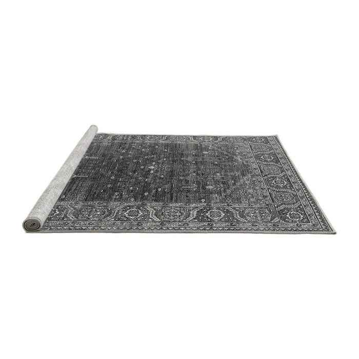Sideview of Machine Washable Oriental Gray Industrial Rug, wshurb2323gry