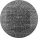 Round Oriental Gray Industrial Rug, urb2323gry