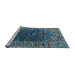 Sideview of Machine Washable Oriental Light Blue Industrial Rug, wshurb2323lblu