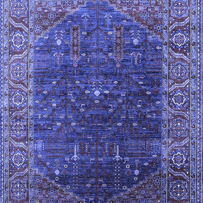 Machine Washable Oriental Blue Industrial Rug, wshurb2323blu