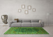 Machine Washable Oriental Green Industrial Area Rugs in a Living Room,, wshurb2323grn