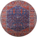 Round Mid-Century Modern Carbon Red Oriental Rug, urb2323