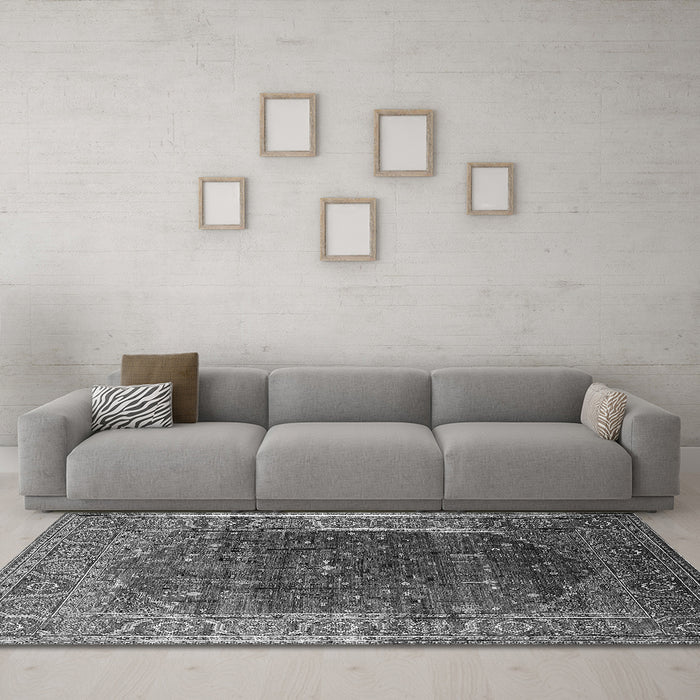 Machine Washable Oriental Gray Industrial Rug in a Living Room,, wshurb2323gry