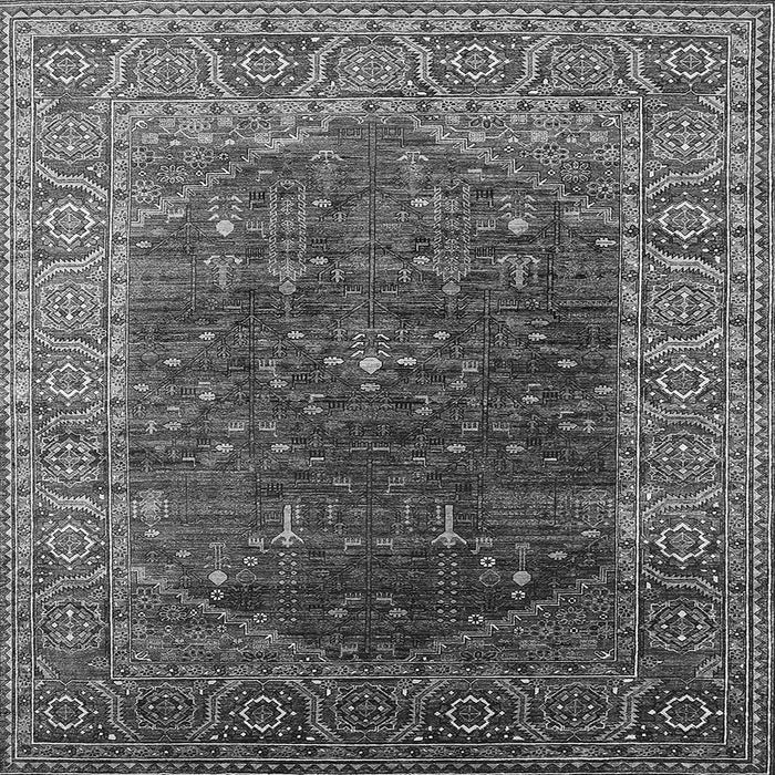 Square Machine Washable Oriental Gray Industrial Rug, wshurb2323gry
