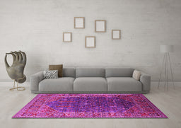 Machine Washable Oriental Pink Industrial Rug in a Living Room, wshurb2323pnk