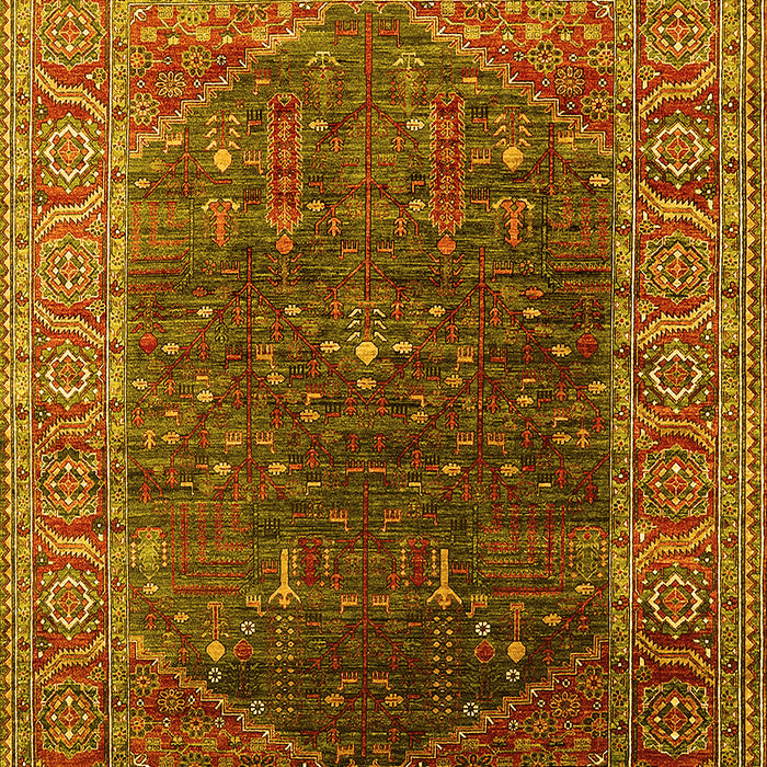 Machine Washable Oriental Yellow Industrial Rug, wshurb2323yw