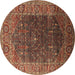 Round Oriental Brown Industrial Rug, urb2323brn