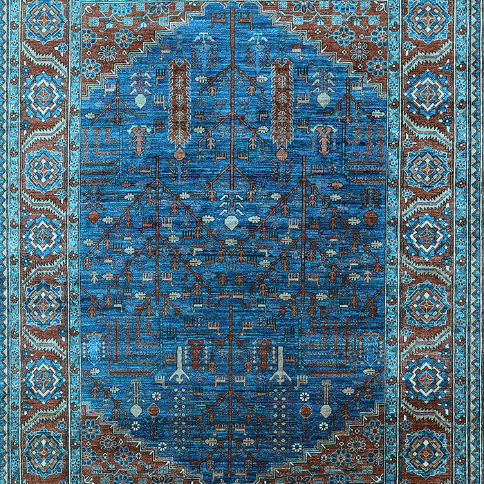 Machine Washable Oriental Light Blue Industrial Rug, wshurb2323lblu