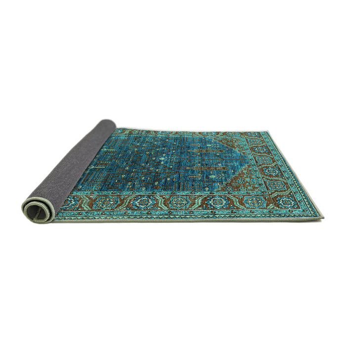 Sideview of Oriental Turquoise Industrial Rug, urb2323turq