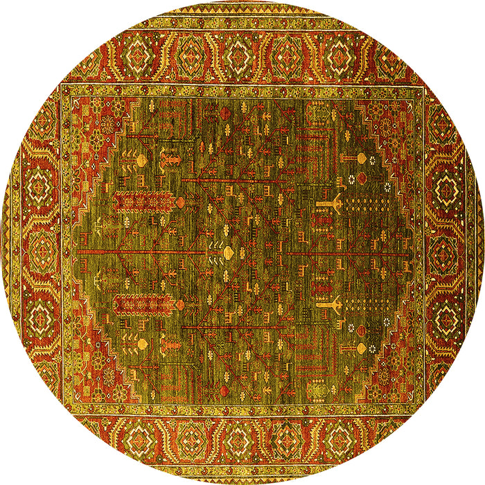 Round Oriental Yellow Industrial Rug, urb2323yw