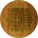 Round Oriental Yellow Industrial Rug, urb2323yw