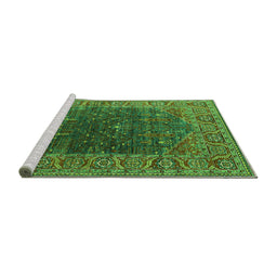Sideview of Machine Washable Oriental Green Industrial Area Rugs, wshurb2323grn