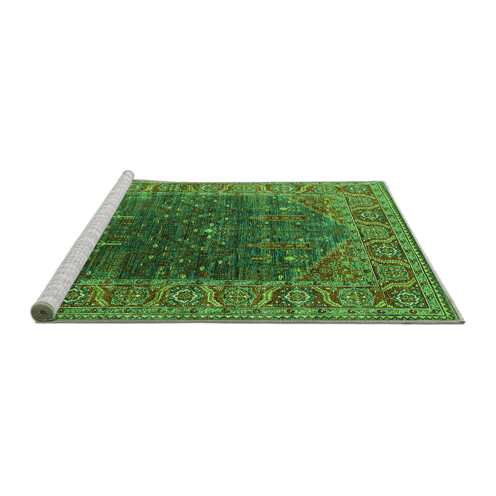 Sideview of Machine Washable Oriental Green Industrial Area Rugs, wshurb2323grn