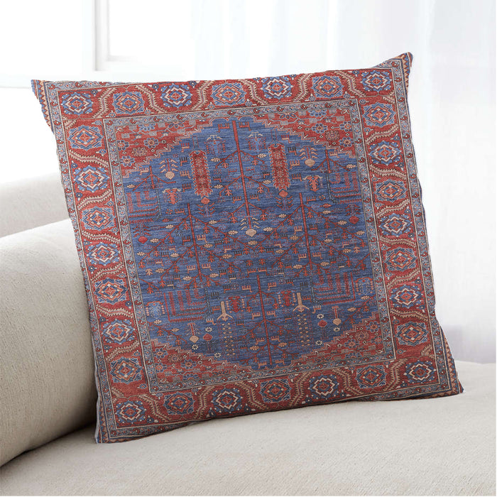 Lifestyle Image of Mid-Century Modern Urban Square Carbon Red Throw Pillow, 18 inch by 18 inch, pwurb2323