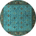 Round Oriental Turquoise Industrial Rug, urb2324turq