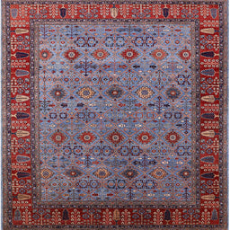 Square Mid-Century Modern Red Oriental Rug, urb2324